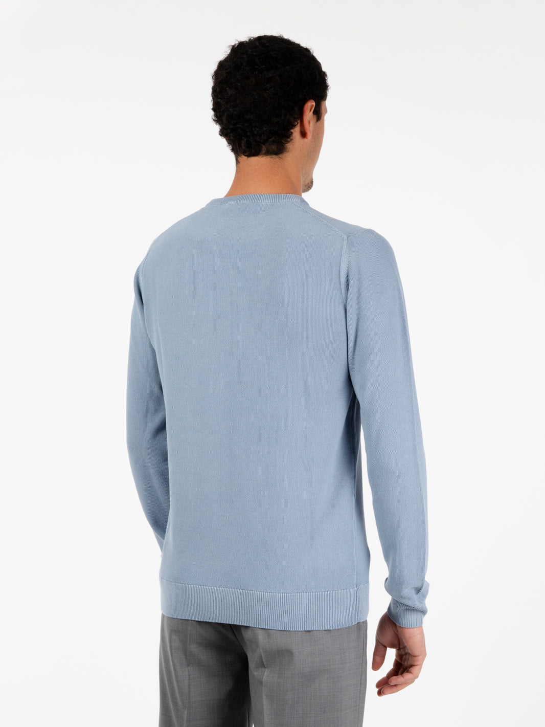 Maglia in cotone lavorato azzurro