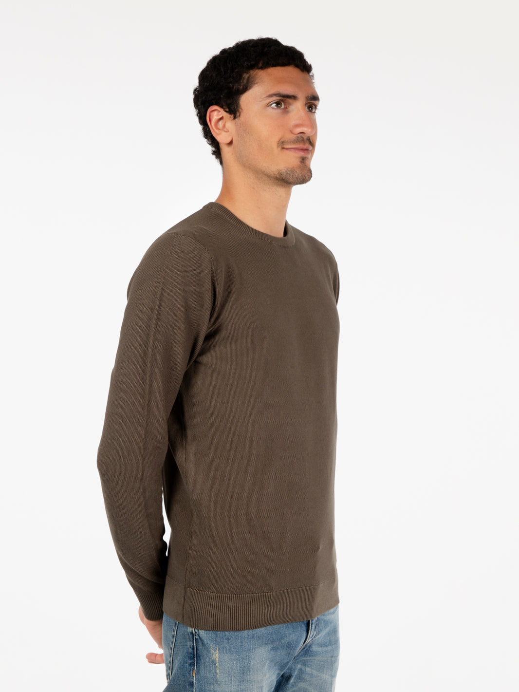 Maglia in cotone lavorato sottobosco