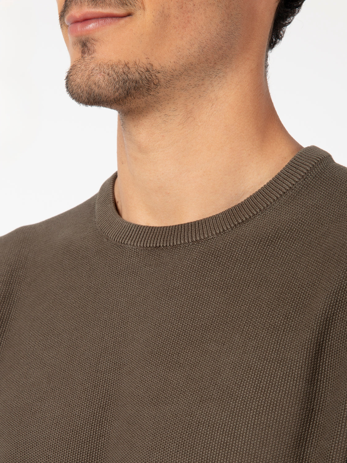 Maglia in cotone lavorato sottobosco