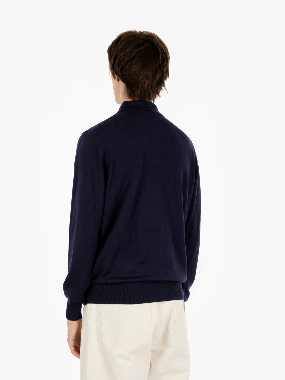 Wool sweater with navy collar