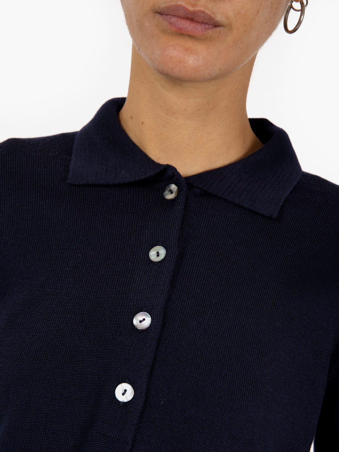 Maglia in lana con collo polo navy