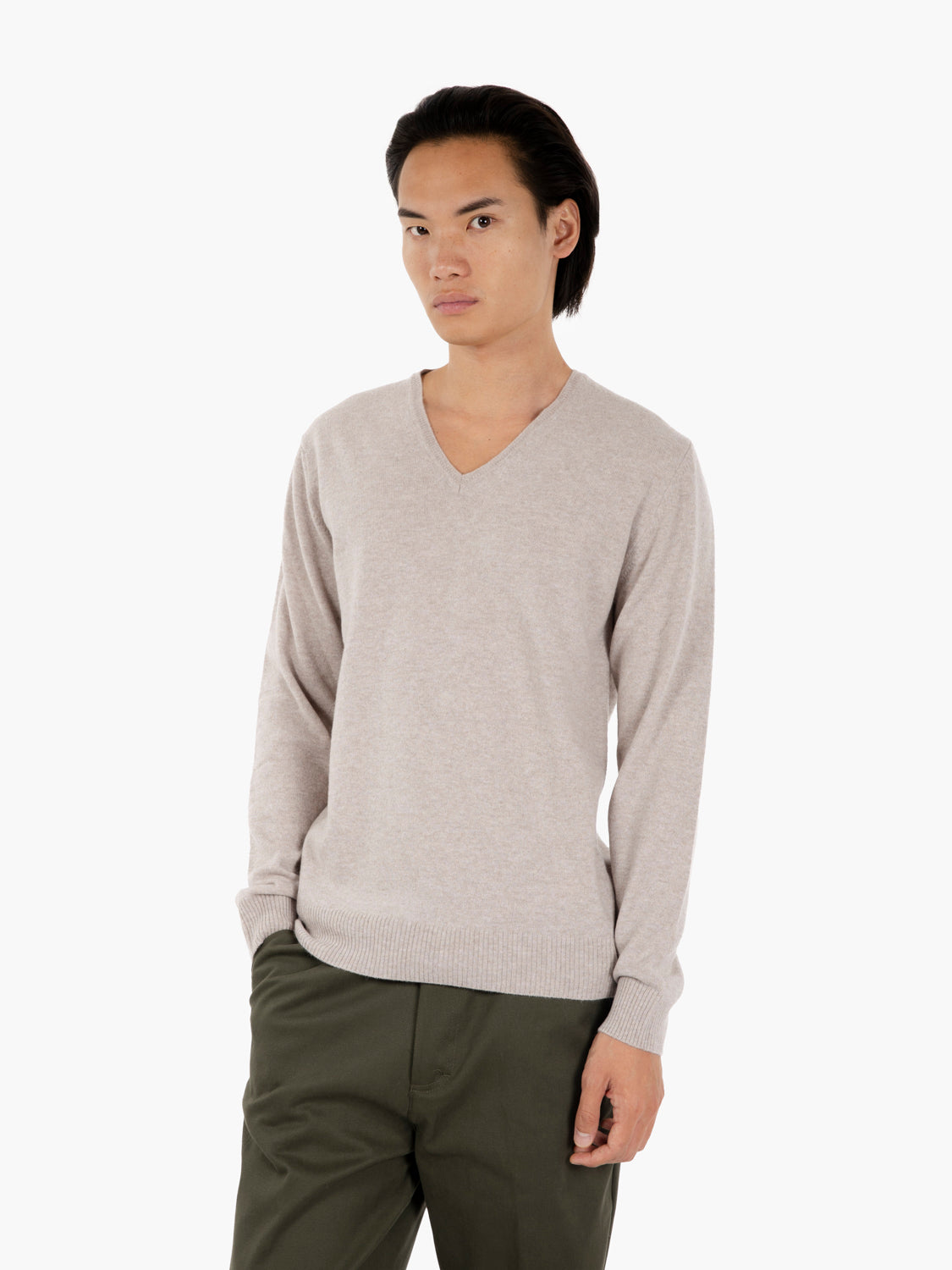 Maglia in lana merino e cachemire ash