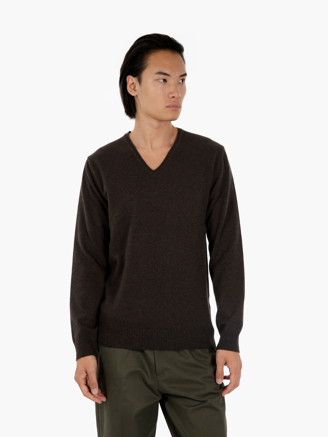 Maglia in lana merino e cachemire moro