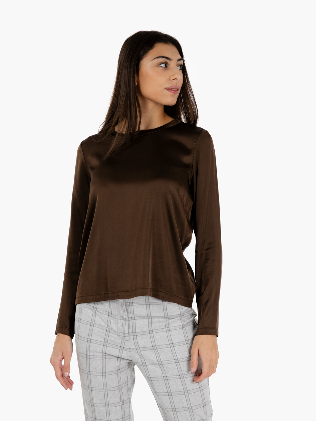 Dark brown satin sweater