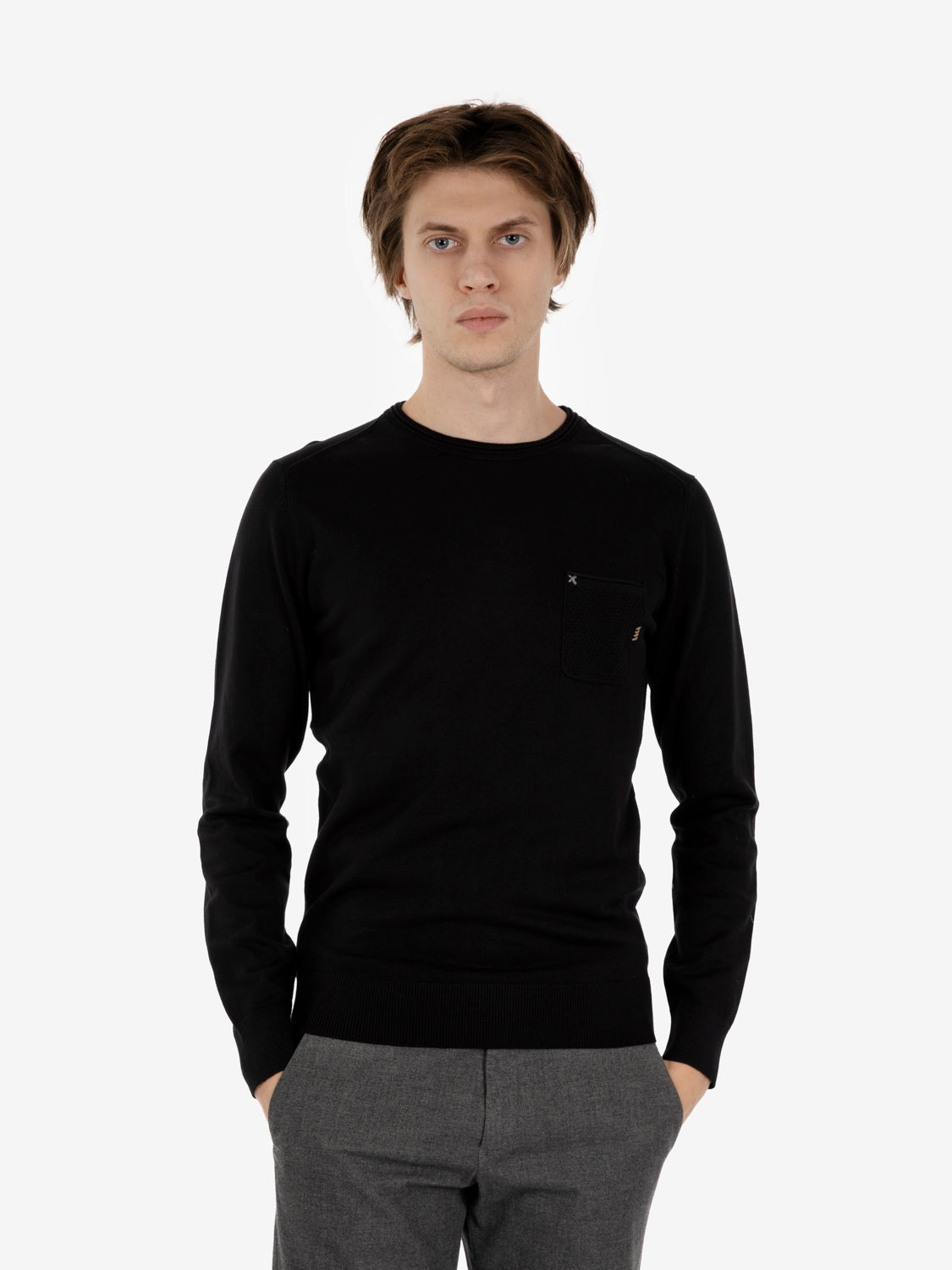Viscose sweater with black pocket