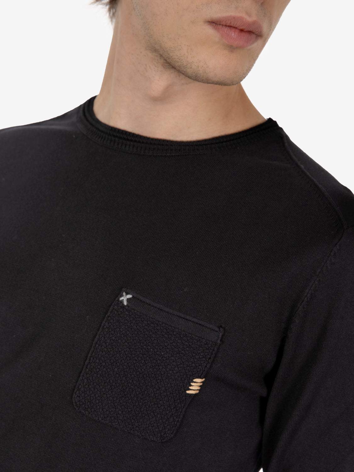 Viscose sweater with black pocket