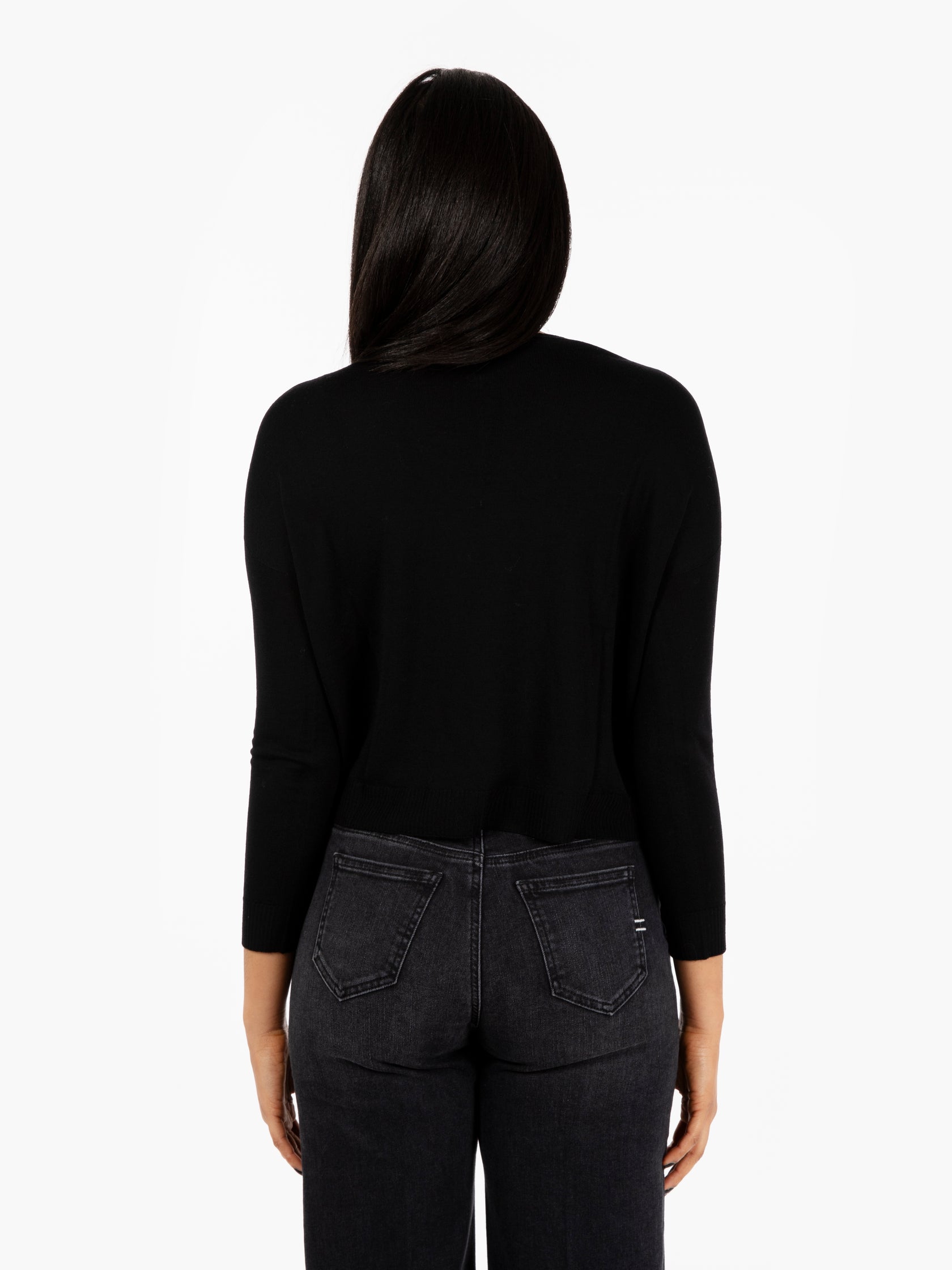 Maglia leggera girocollo in lana nera