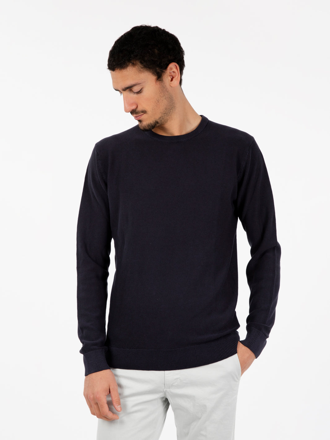 Maglia leggera in cotone lavorato navy