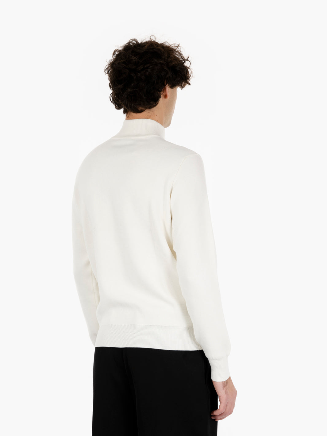Maglia lupetto con mezza zip ecrù