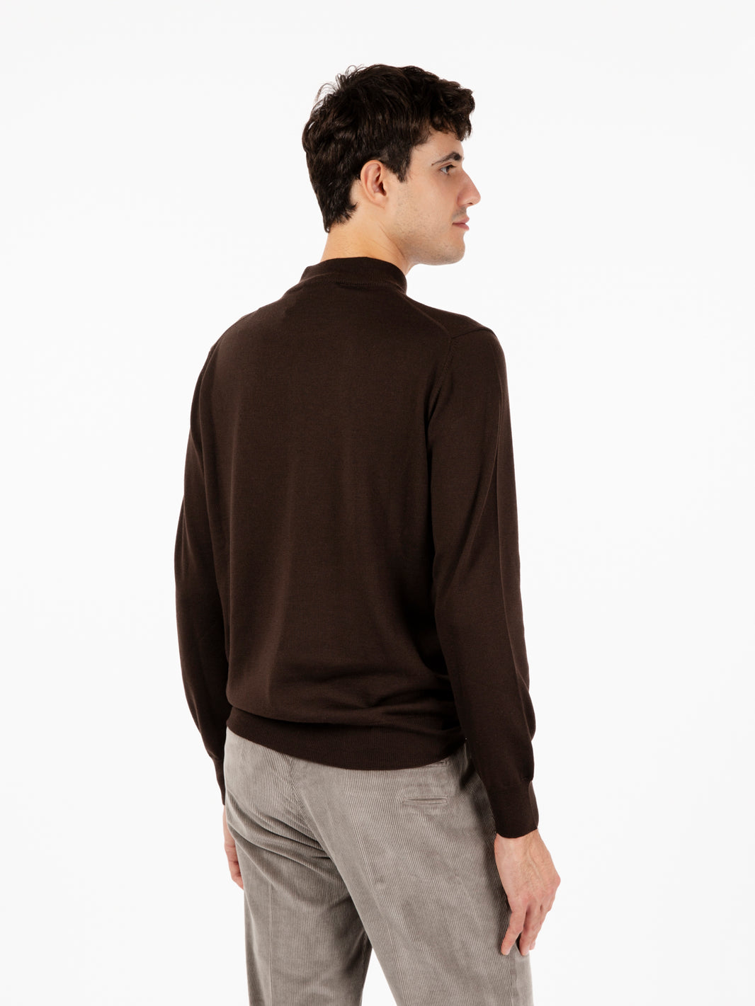 Maglia lupetto in lana marrone