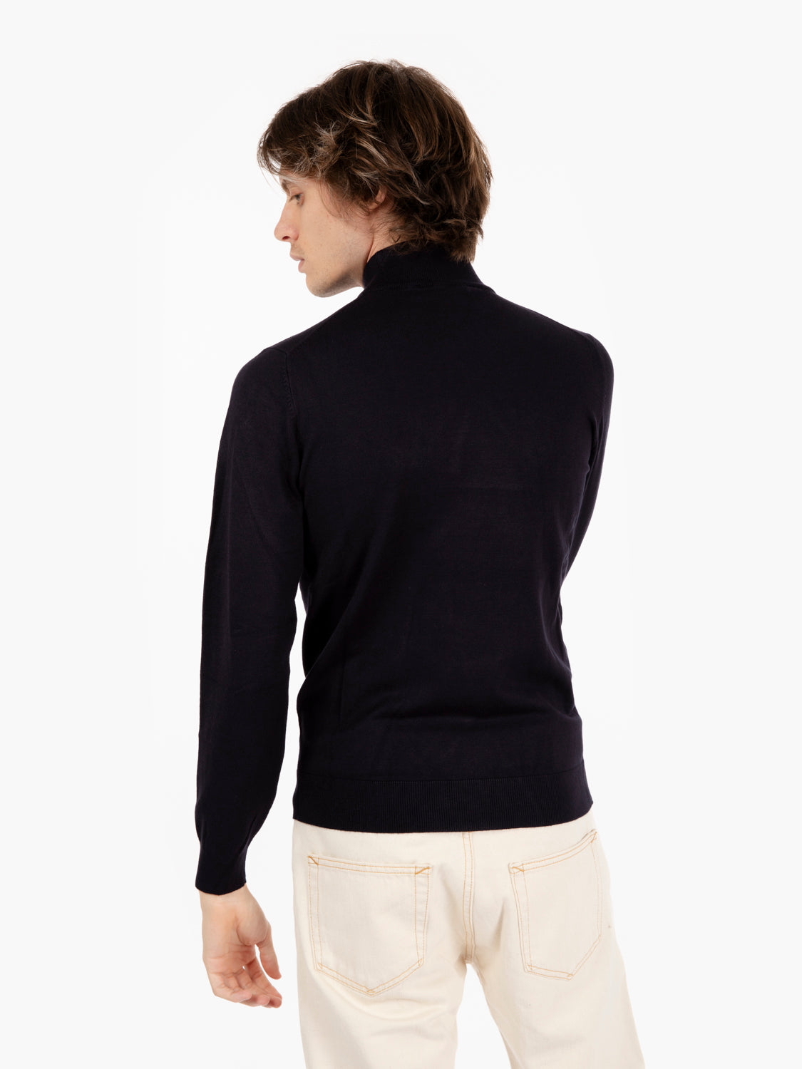 Soft navy viscose turtleneck sweater