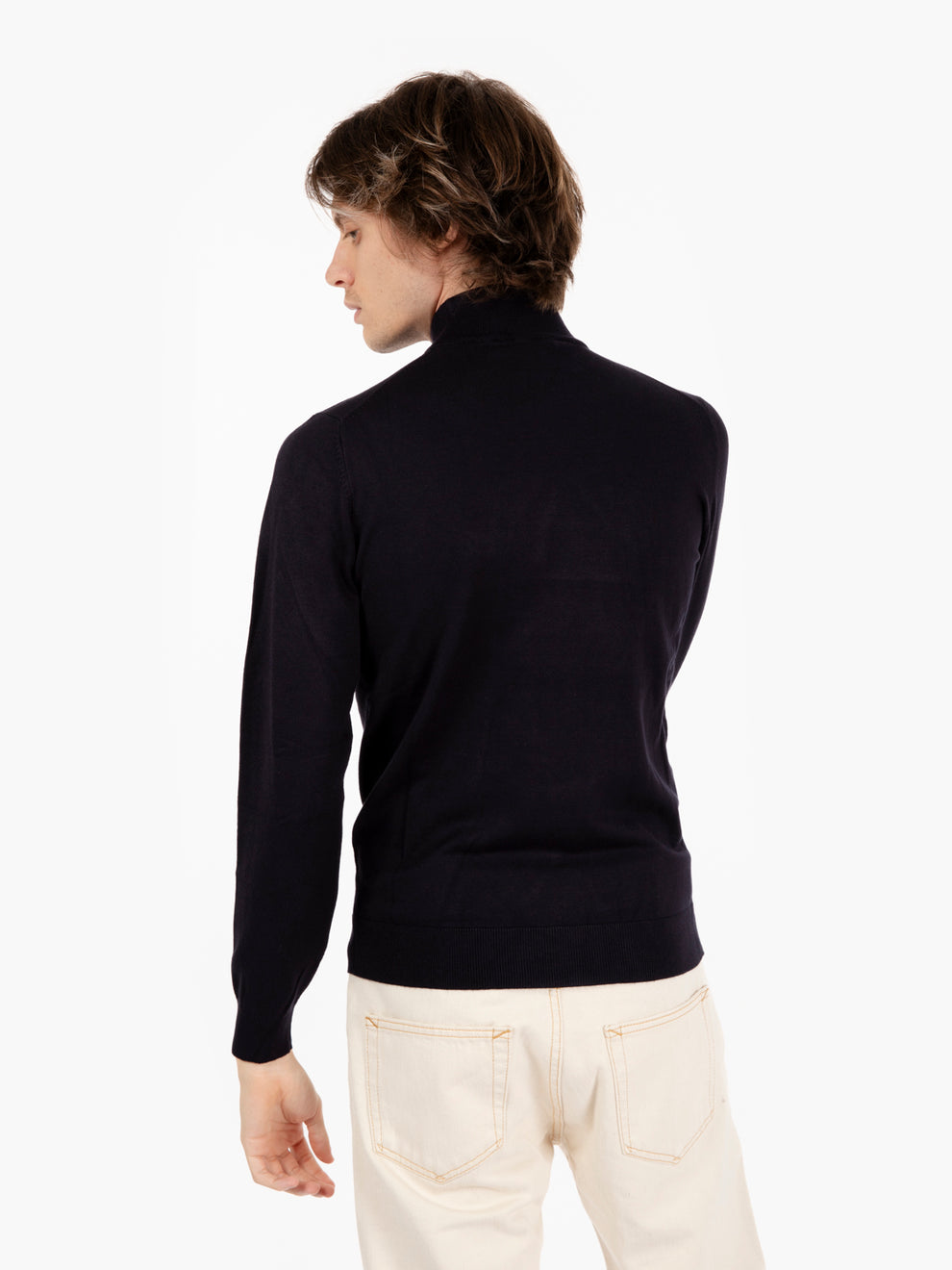Soft navy viscose turtleneck sweater