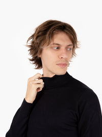 Soft navy viscose turtleneck sweater