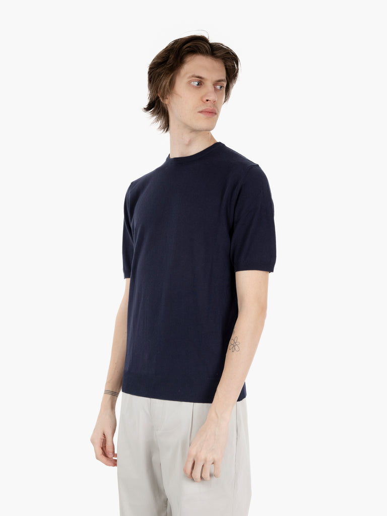STIMM - Maglia manica corta girocollo in cotone blu