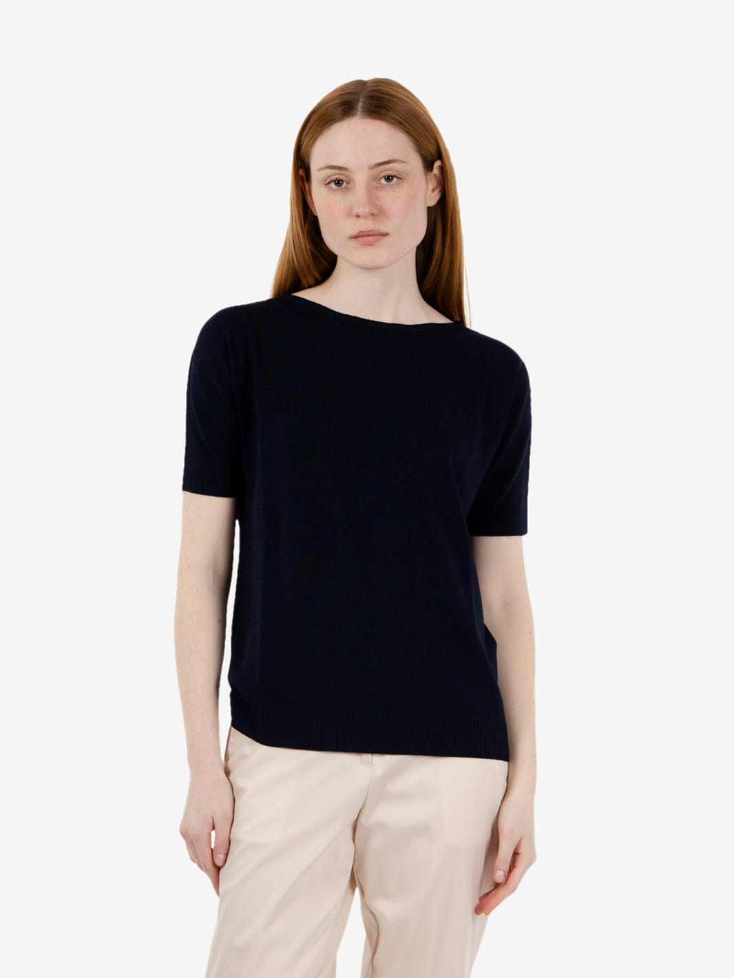Maglia manica corta girocollo navy