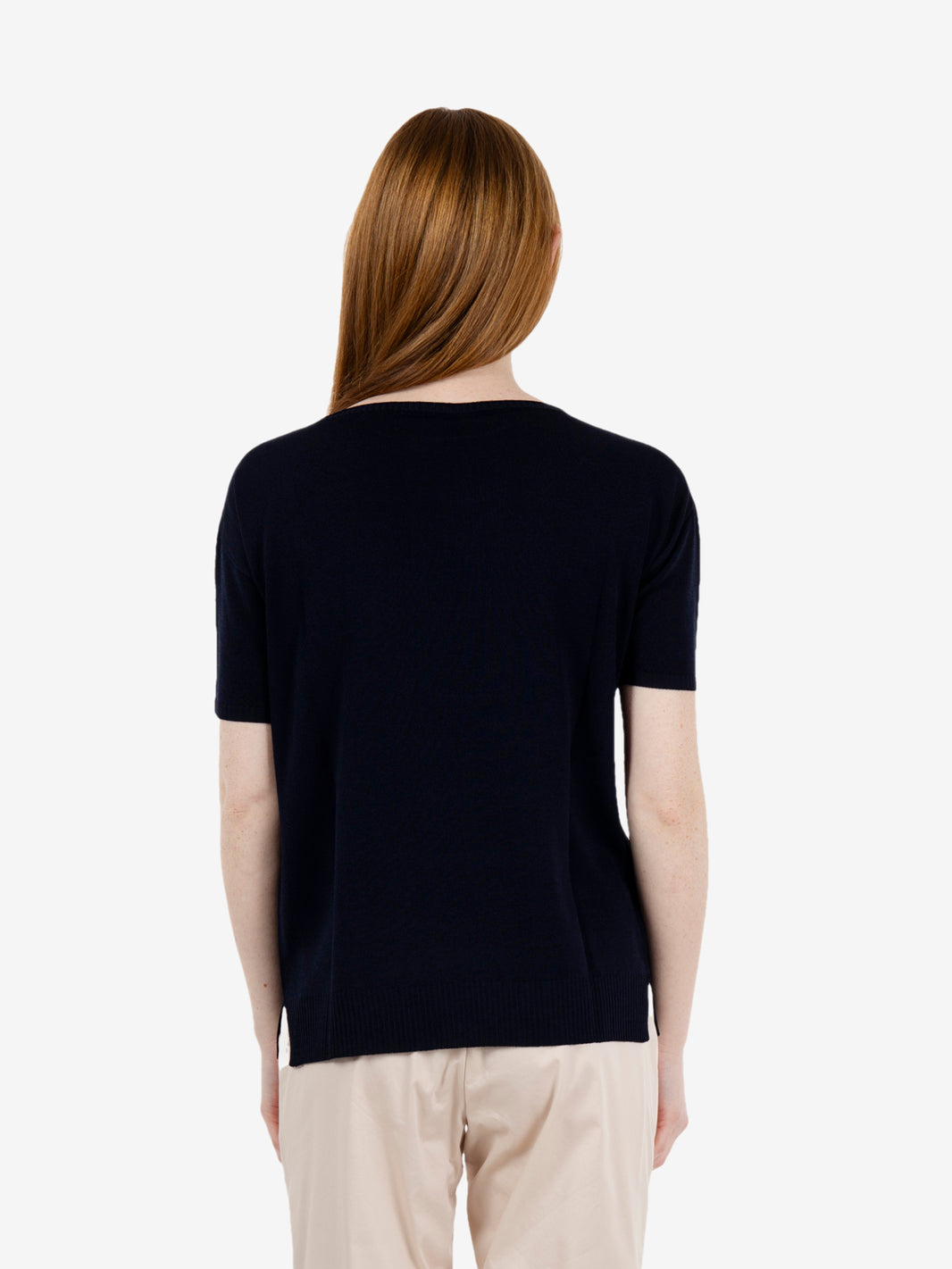 Maglia manica corta girocollo navy