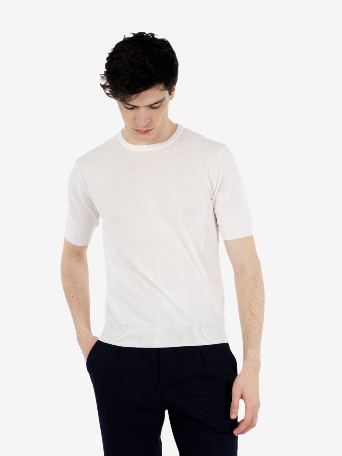 White short-sleeved cotton t-shirt