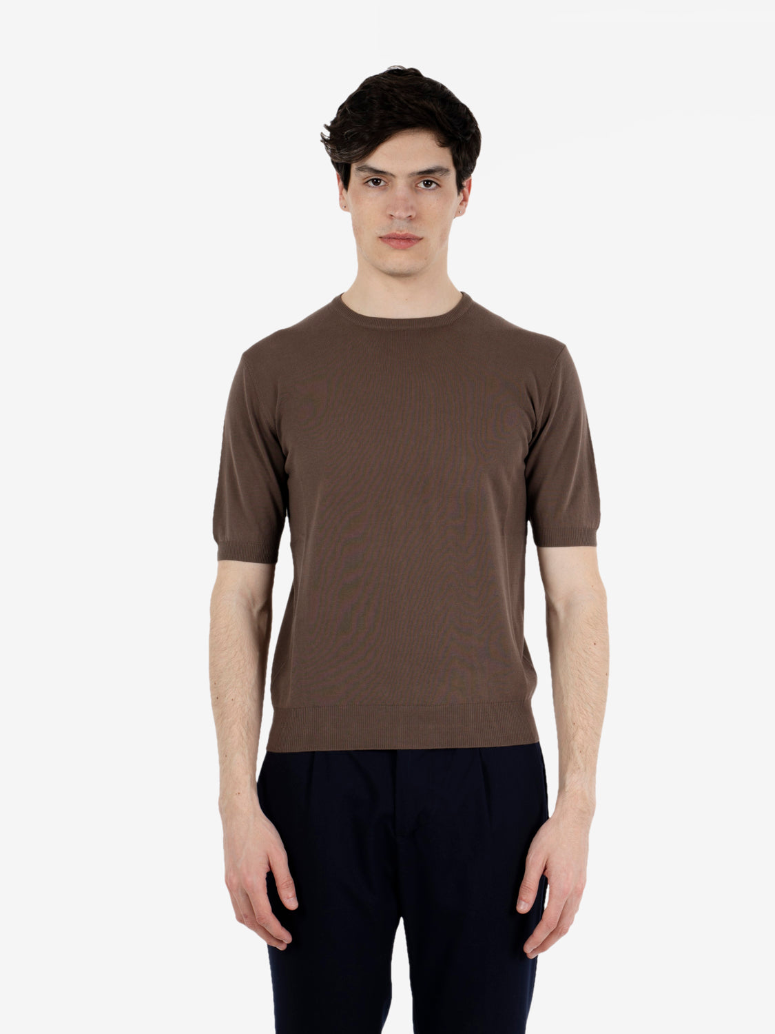 Walnut cotton short-sleeved top