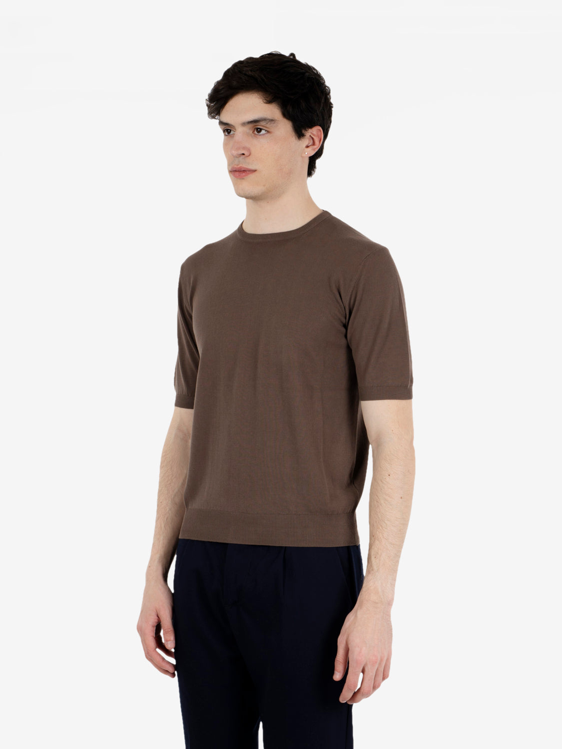 Walnut cotton short-sleeved top