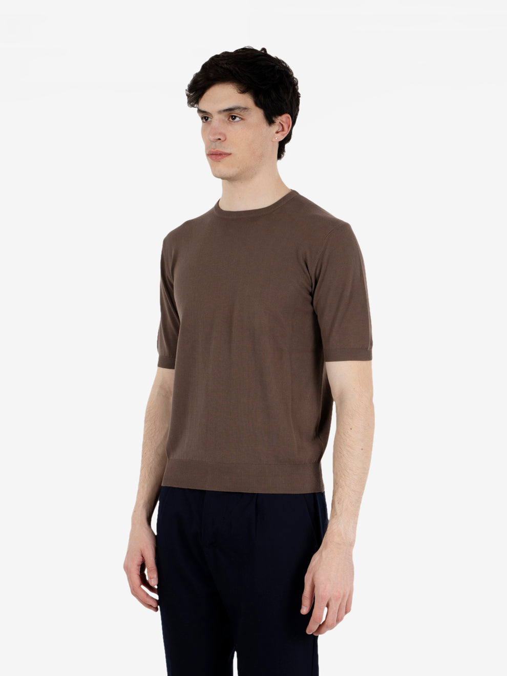 Walnut cotton short-sleeved top