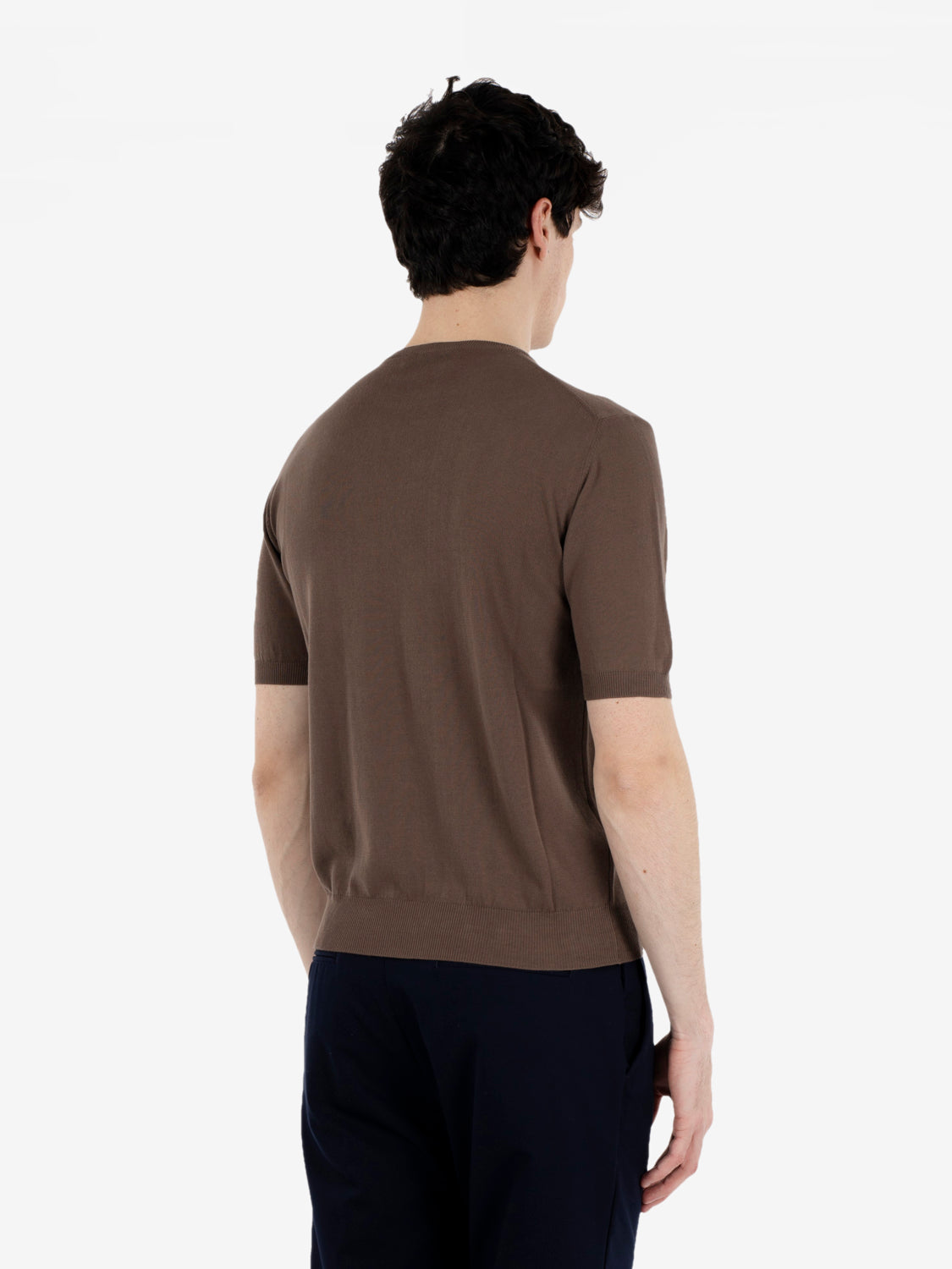 Walnut cotton short-sleeved top