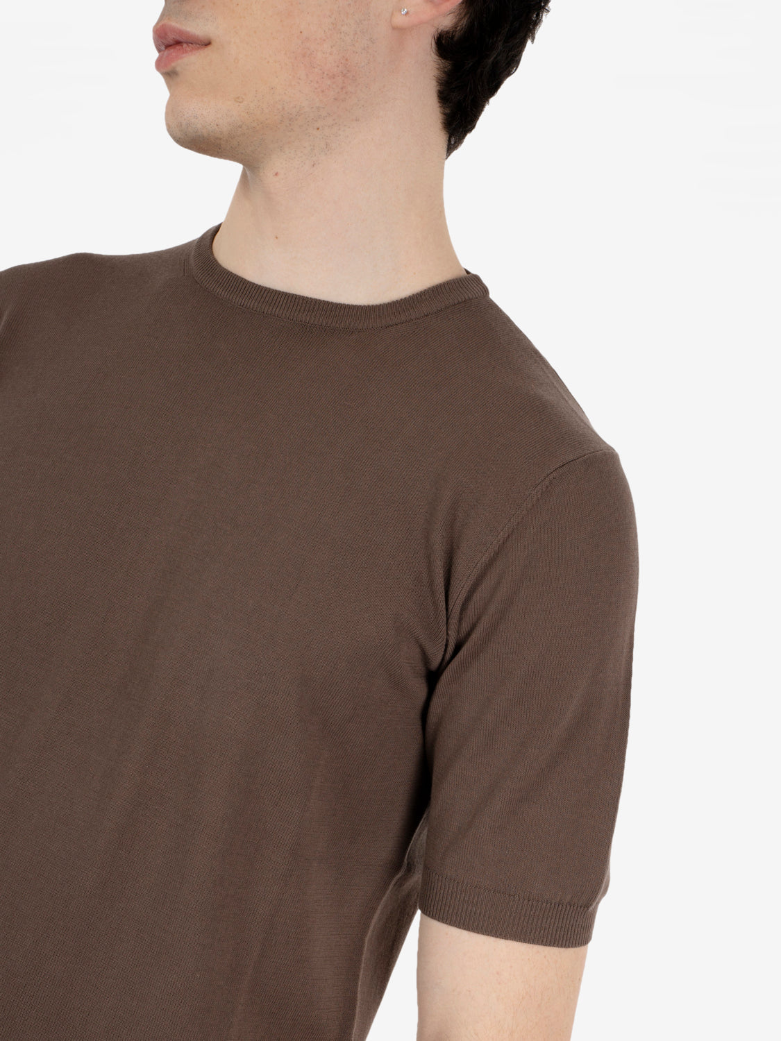Walnut cotton short-sleeved top