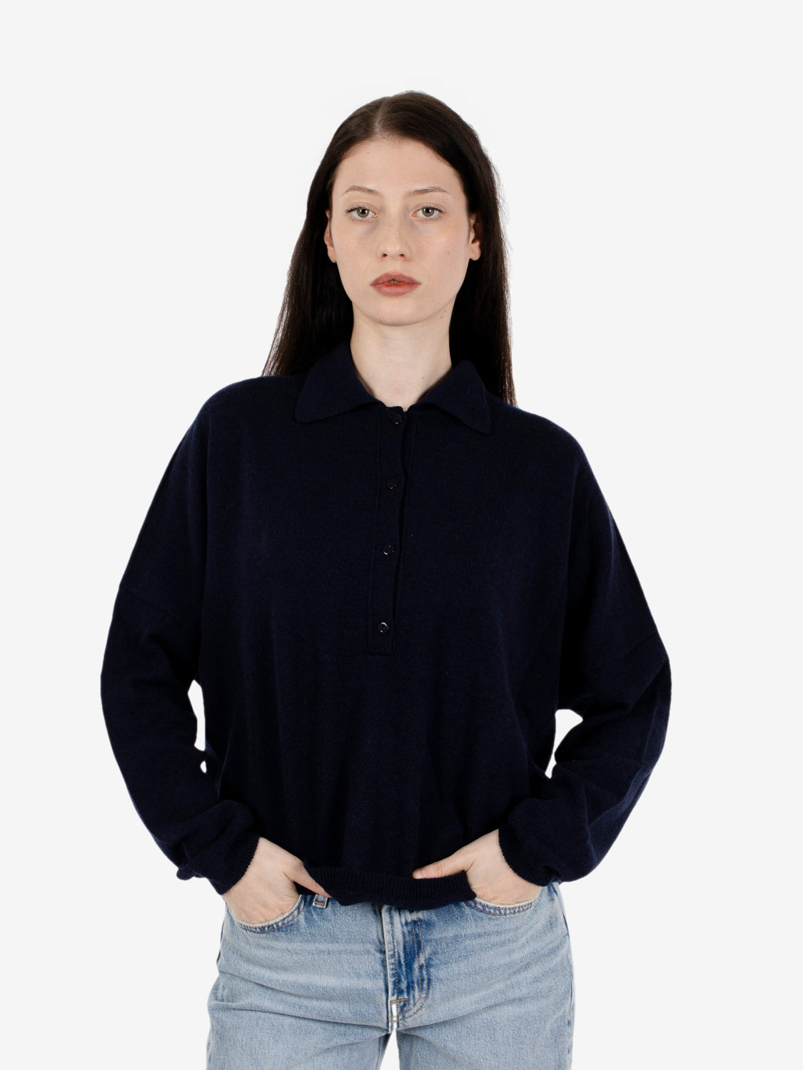 Maglia polo over blu