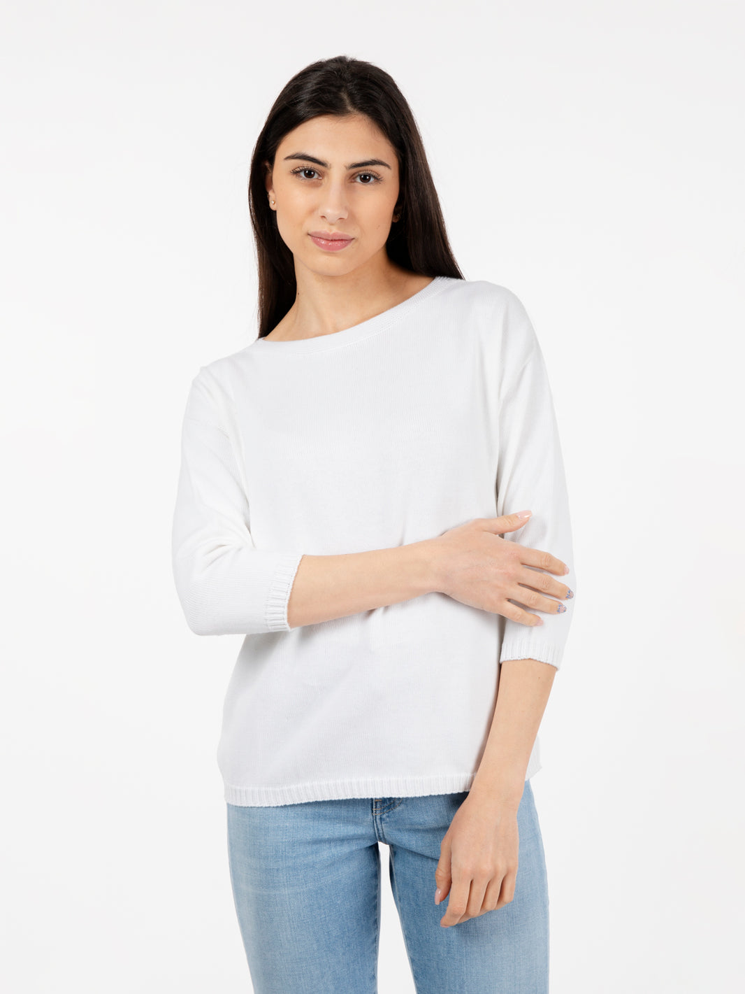 Maglia scollo a barchetta bianco