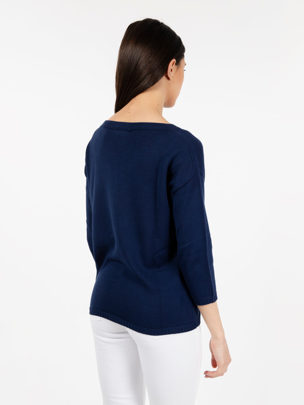 Maglia scollo a barchetta blu