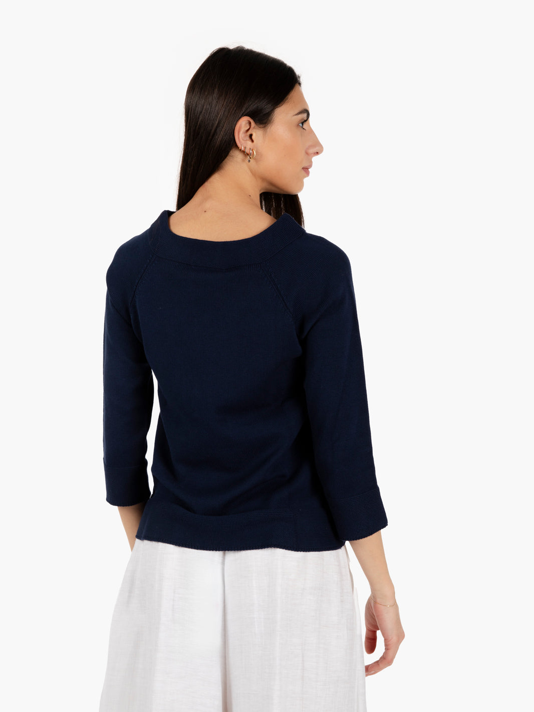 Maglia scollo a barchetta raglan blu navy