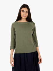 STIMM - Maglia scollo a barchetta raglan verde milita