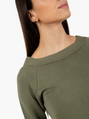 STIMM - Maglia scollo a barchetta raglan verde milita