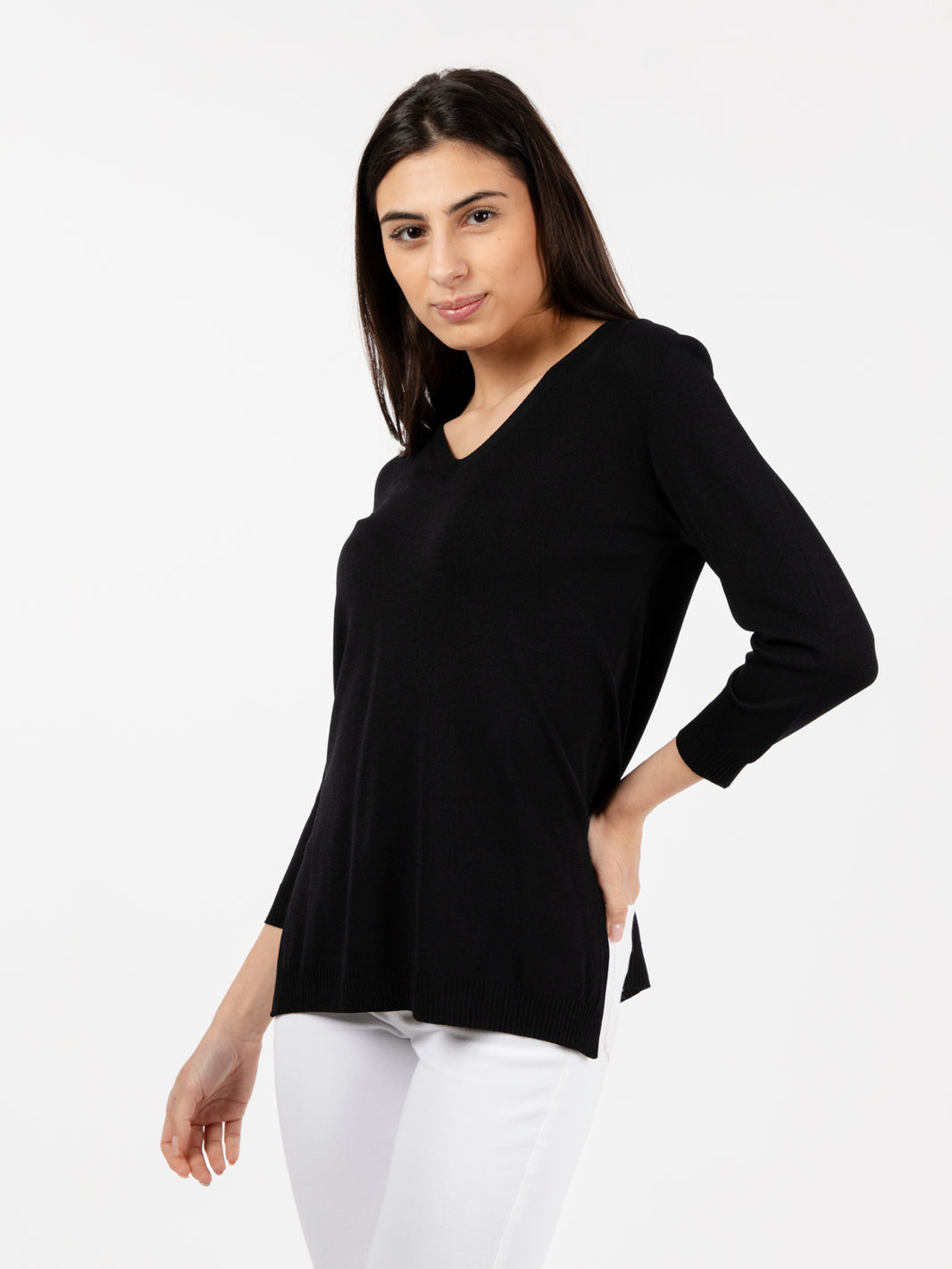 Maglia scollo a "V" nero