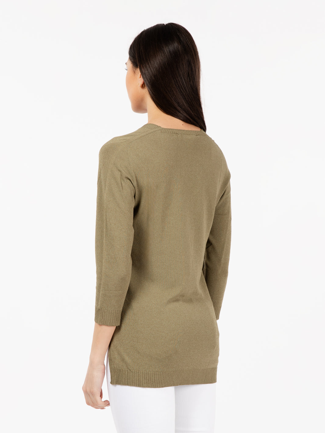 Maglia scollo a "V" verde militare