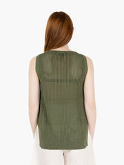 STIMM - Maglia smanicata traforata verde militare
