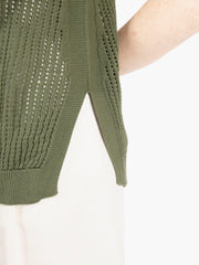 STIMM - Maglia smanicata traforata verde militare