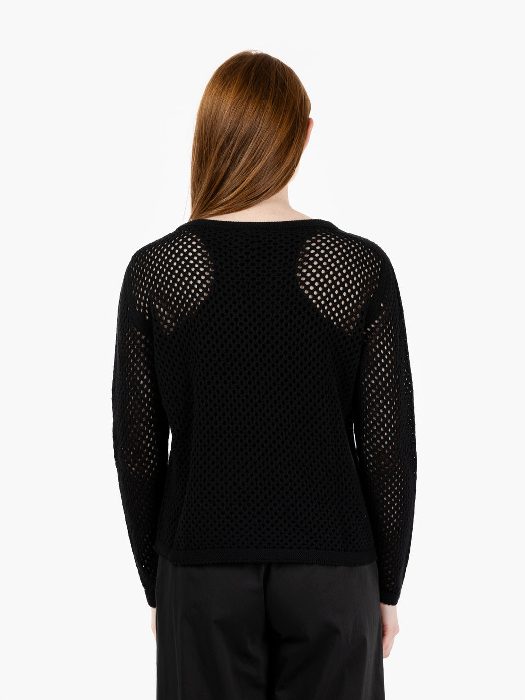 Maglia traforata girocollo nero