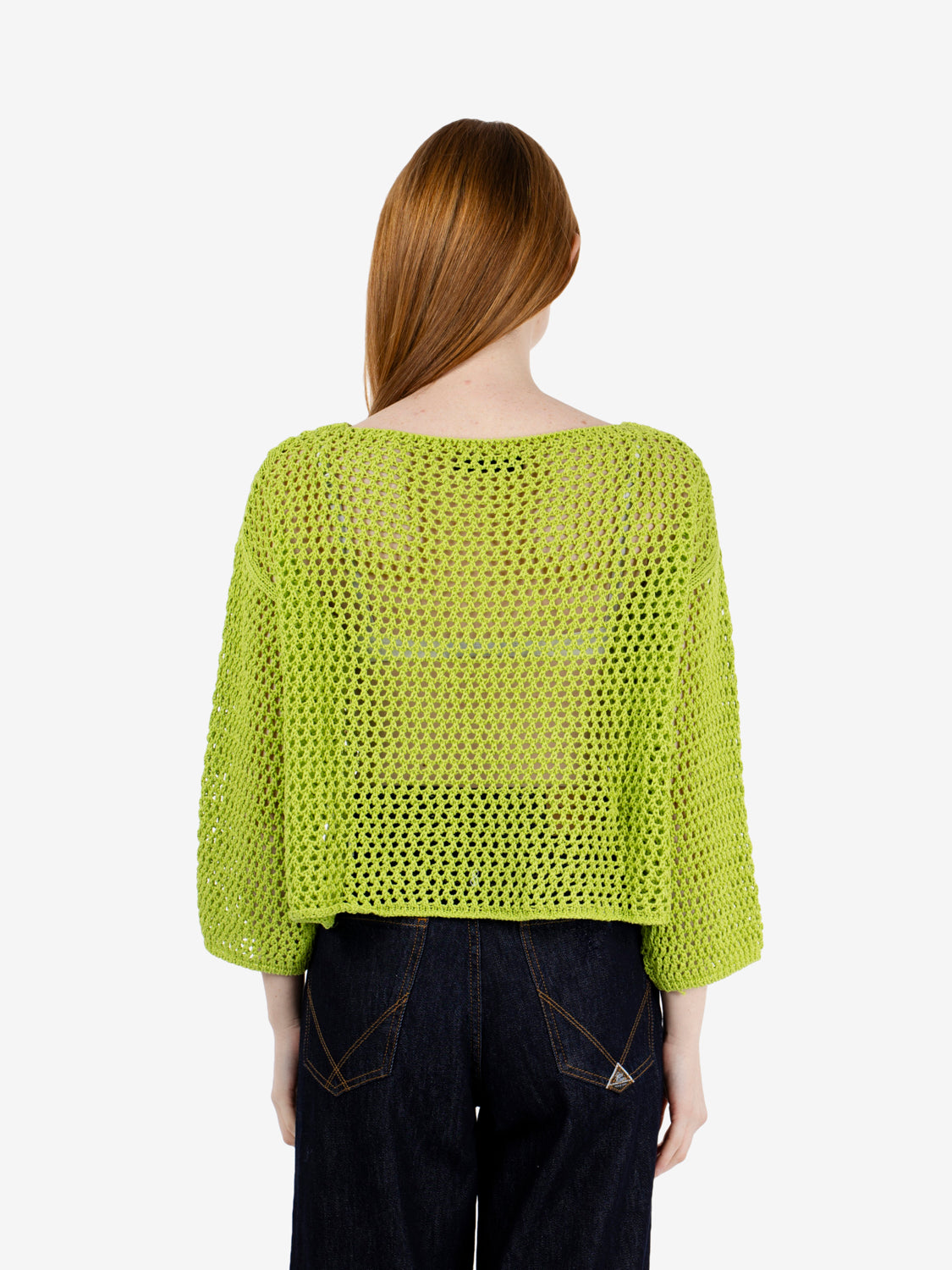 ACID GREEN PERFORATED BOAT SWEATER 456422_501