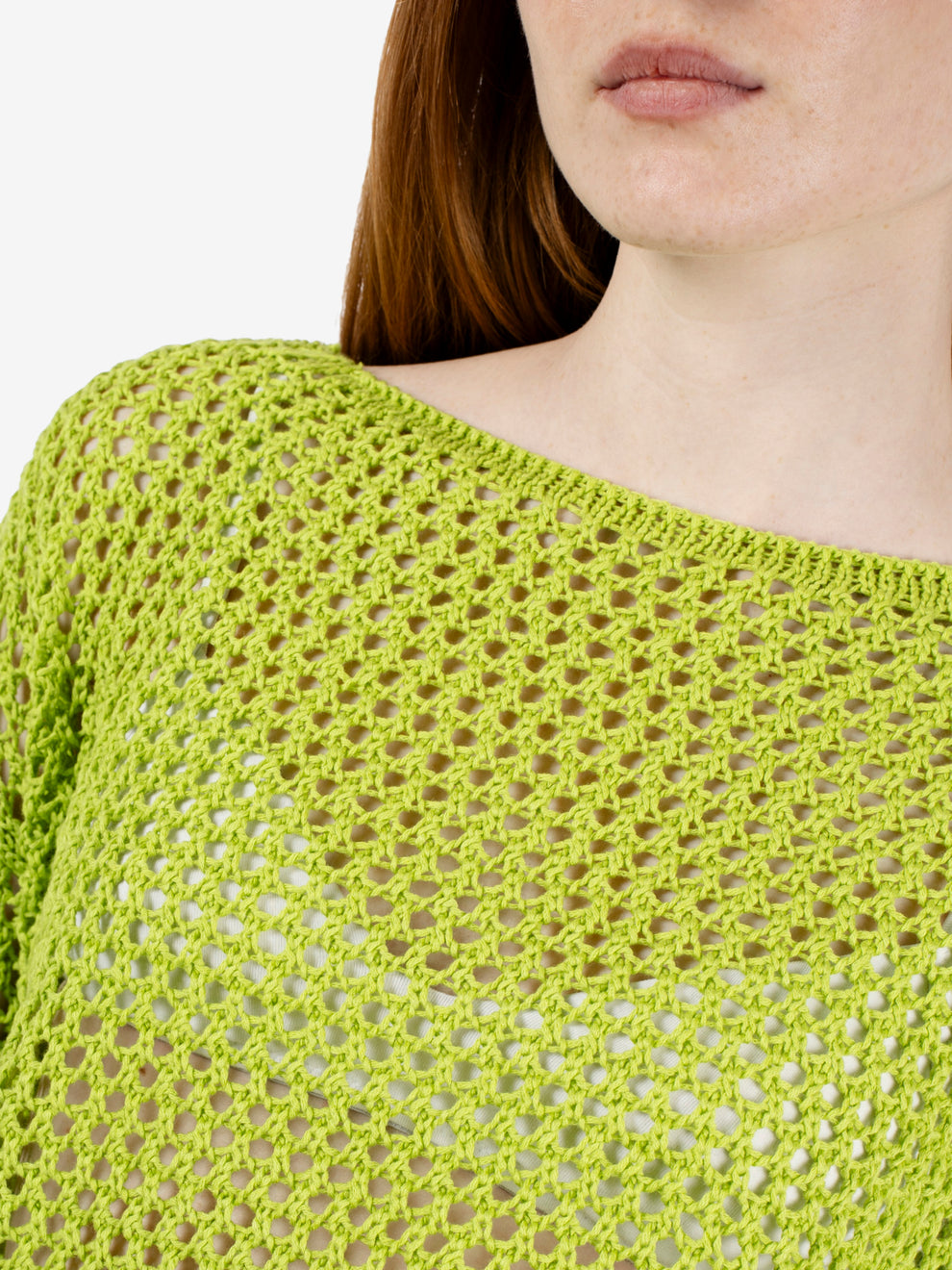 ACID GREEN PERFORATED BOAT SWEATER 456422_501
