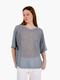Deep blue lurex wide weave sweater