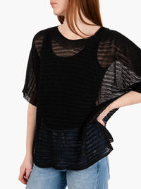 Black lurex wide weave sweater