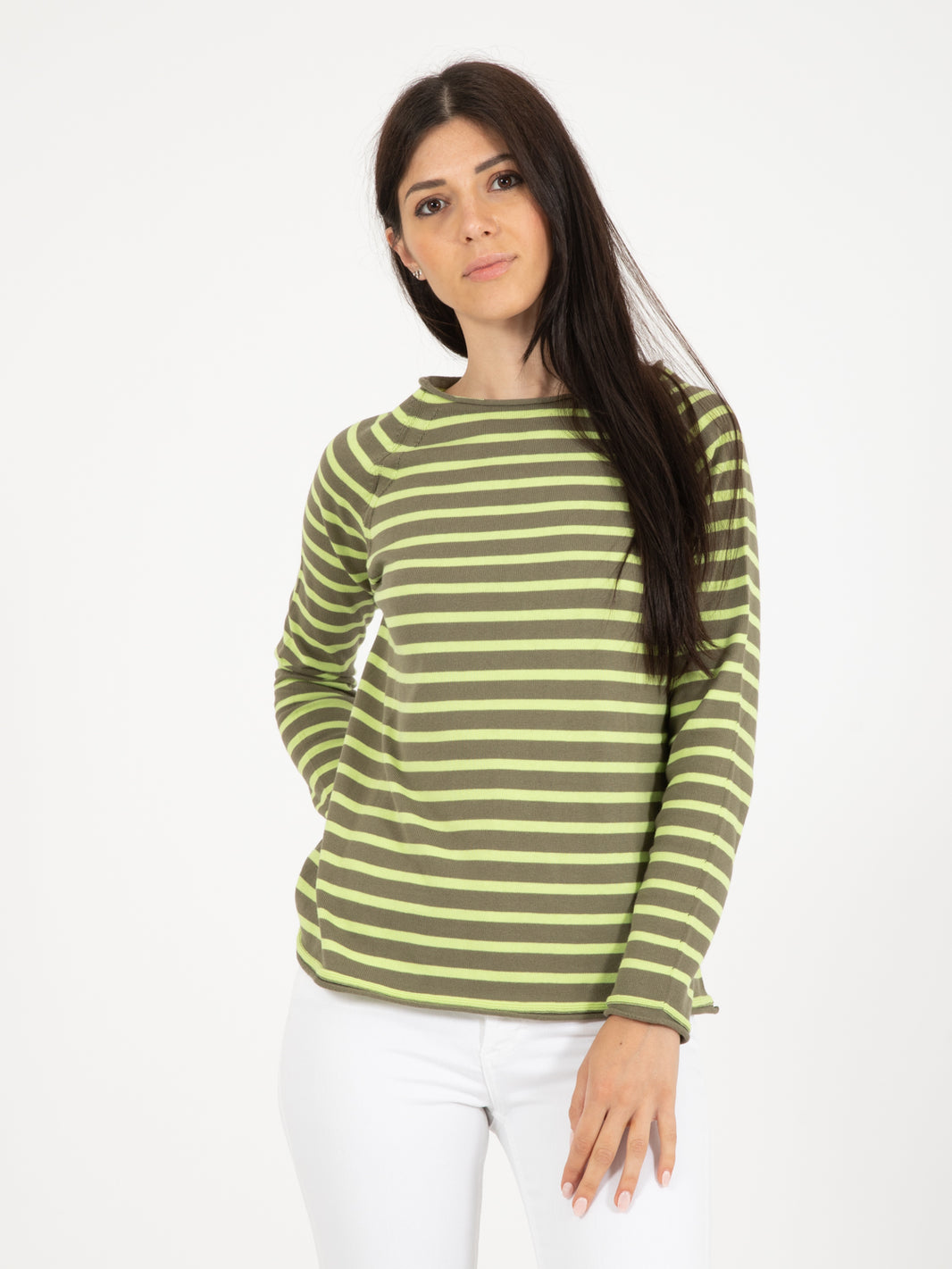 Maglioncino a righe militare / lime