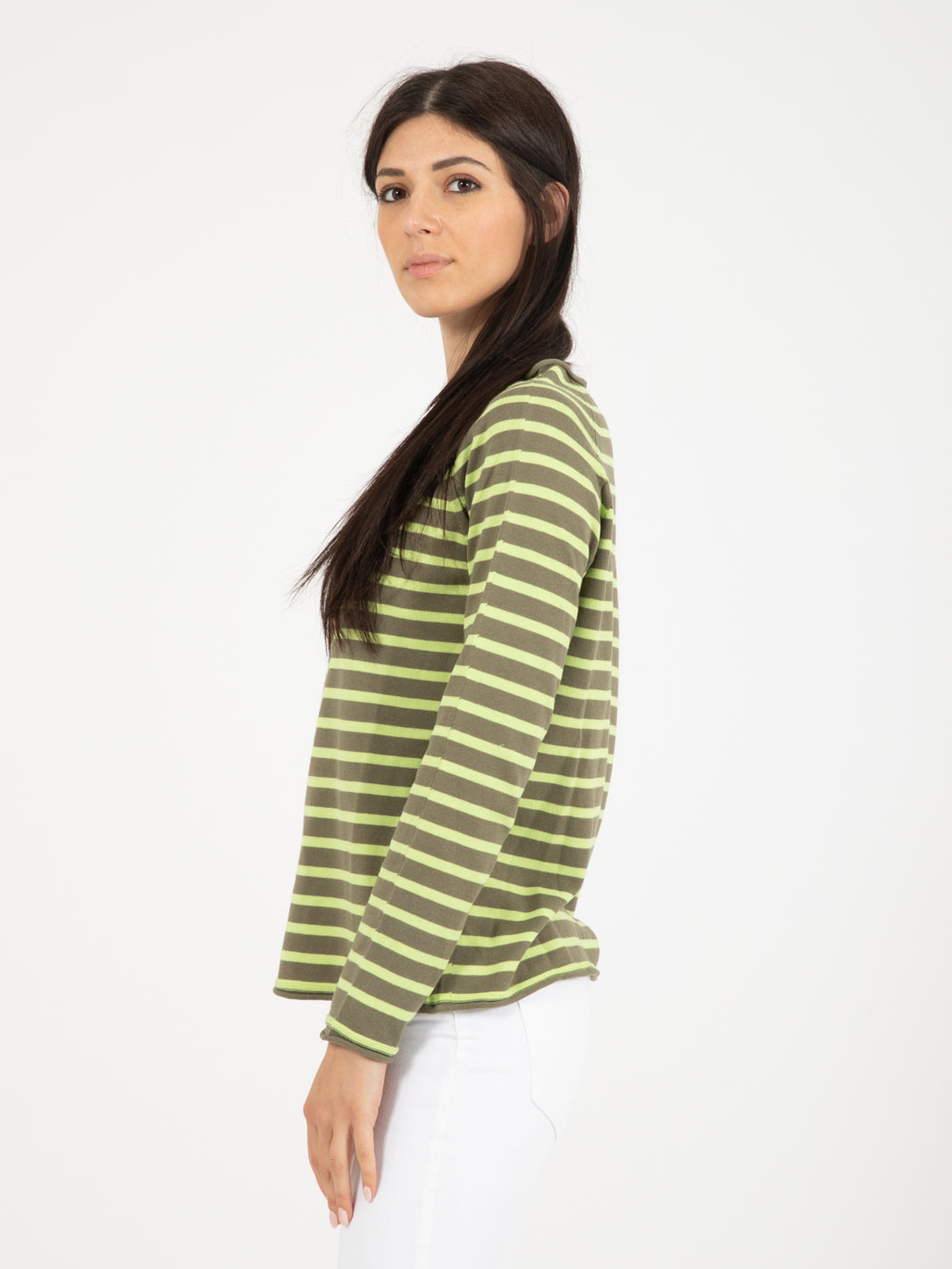Maglioncino a righe militare / lime