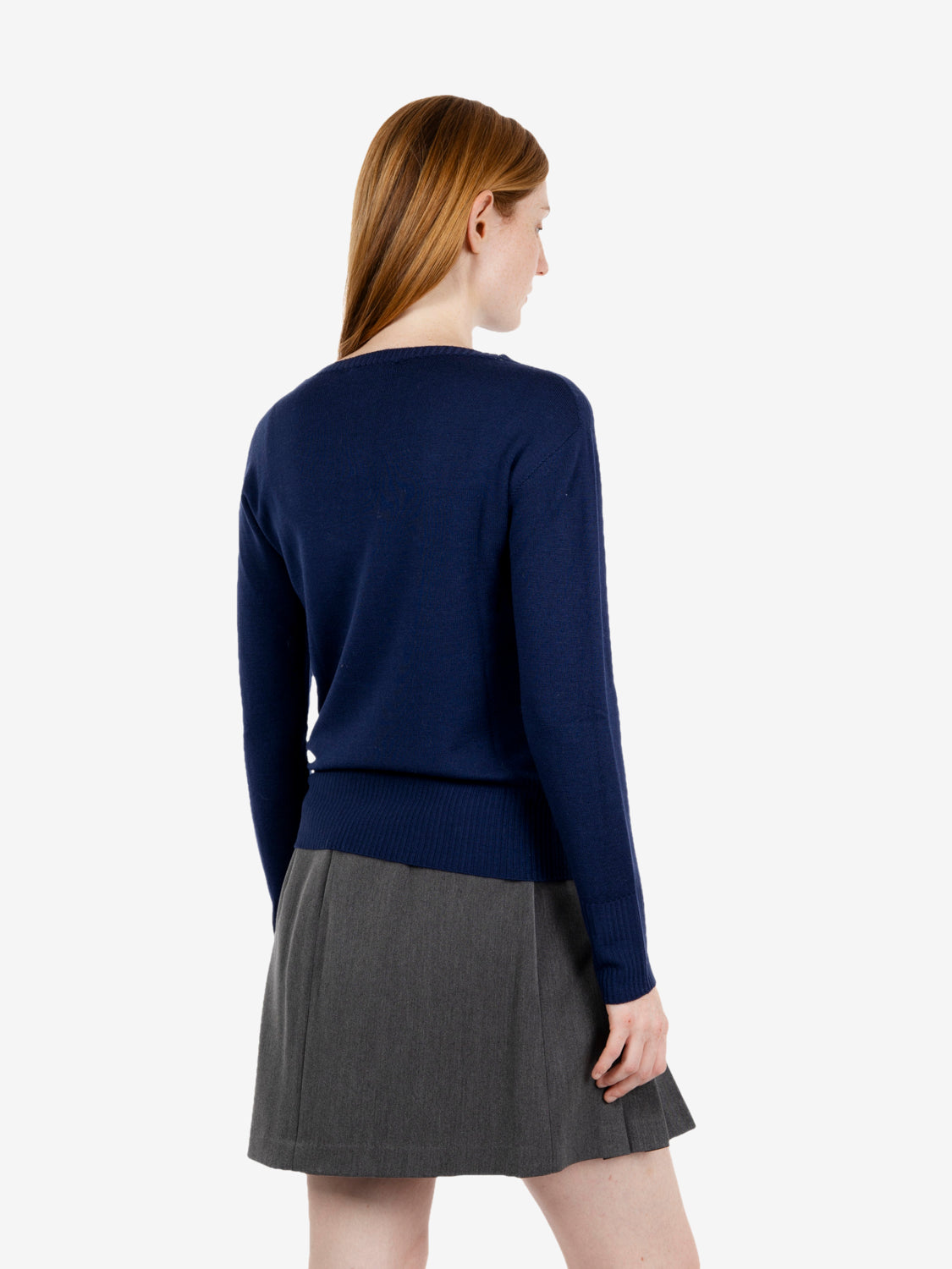 Navy blue crew-neck sweater