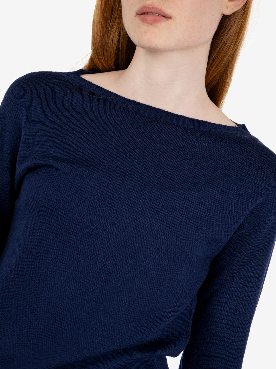 Navy blue crew-neck sweater