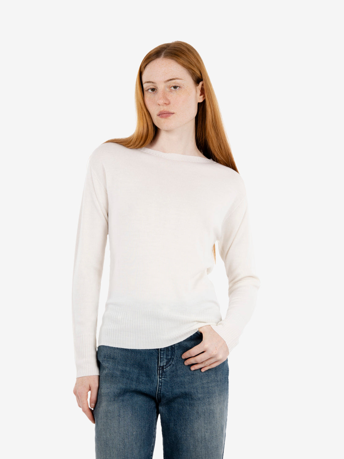 Ecru crew-neck jumper