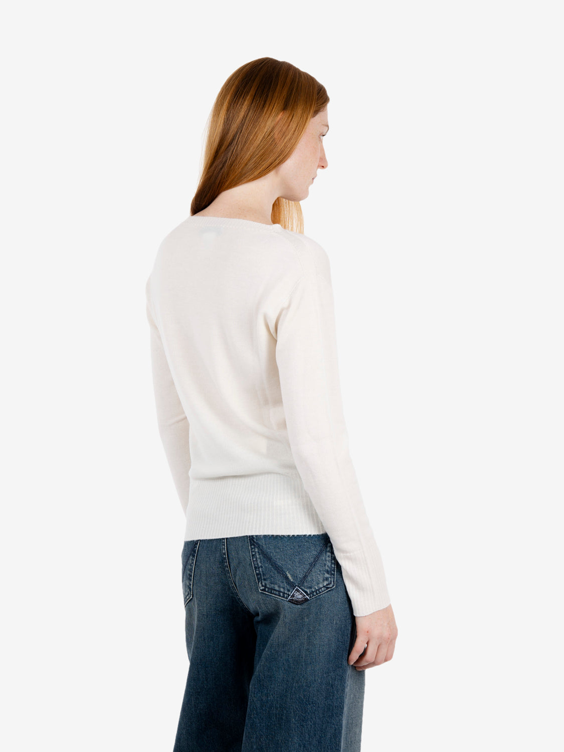 Ecru crew-neck jumper