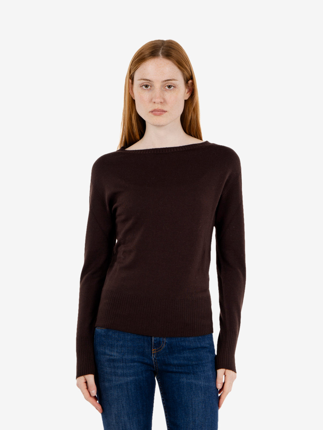 Dark brown crew-neck jumper
