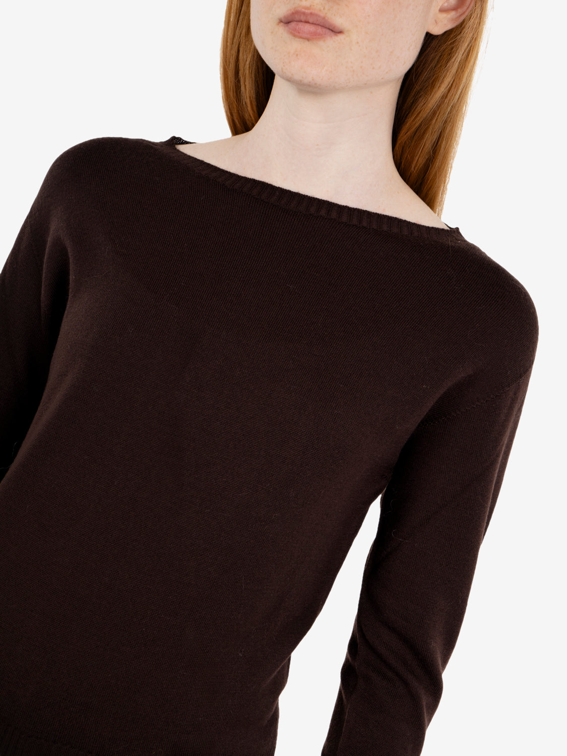 Dark brown crew-neck jumper