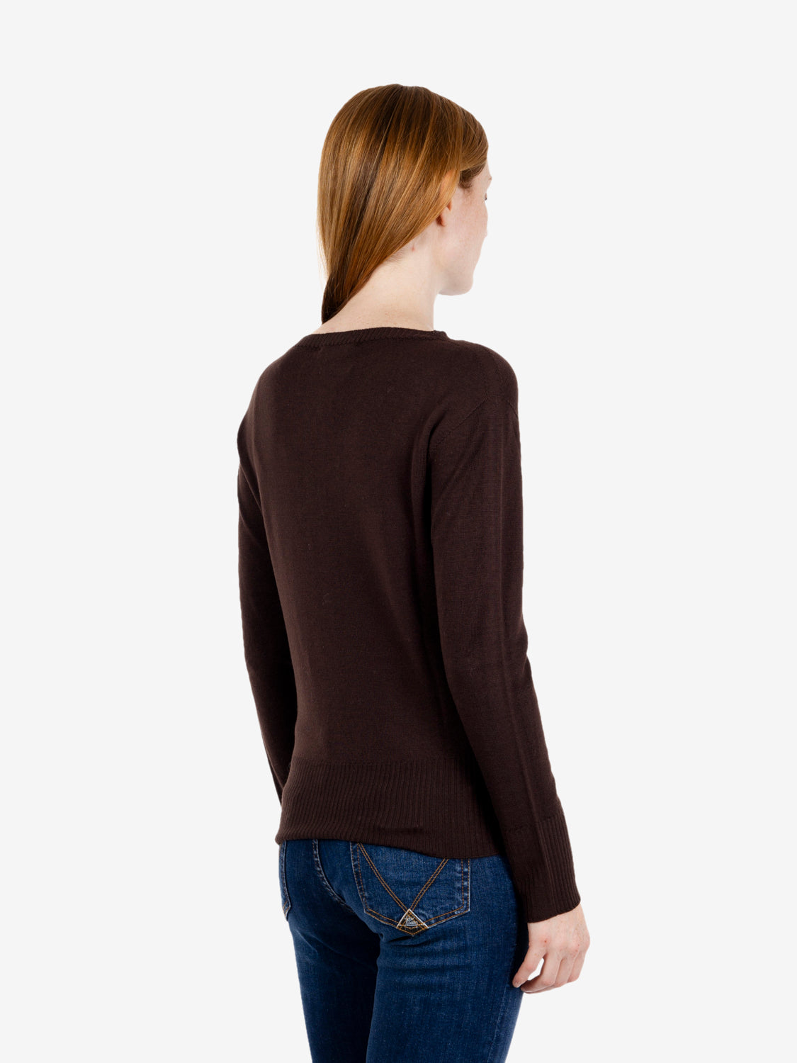 Dark brown crew-neck jumper